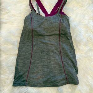 Lululemon Gray and Purple Athletic Tank Top